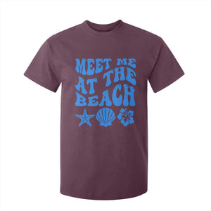 Meet Me At The Beach T Shirt For Kid Tropical Summer Vacation Graphic TS12 Maroon Print Your Wear