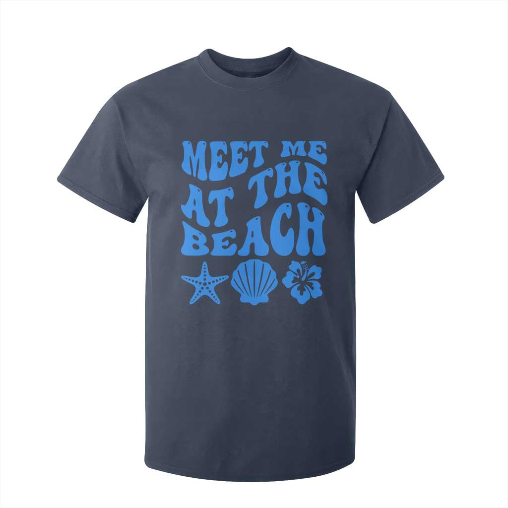 Meet Me At The Beach T Shirt For Kid Tropical Summer Vacation Graphic TS12 Navy Print Your Wear