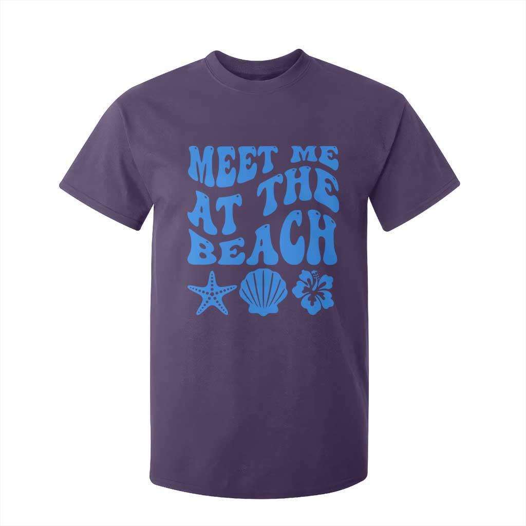 Meet Me At The Beach T Shirt For Kid Tropical Summer Vacation Graphic TS12 Purple Print Your Wear
