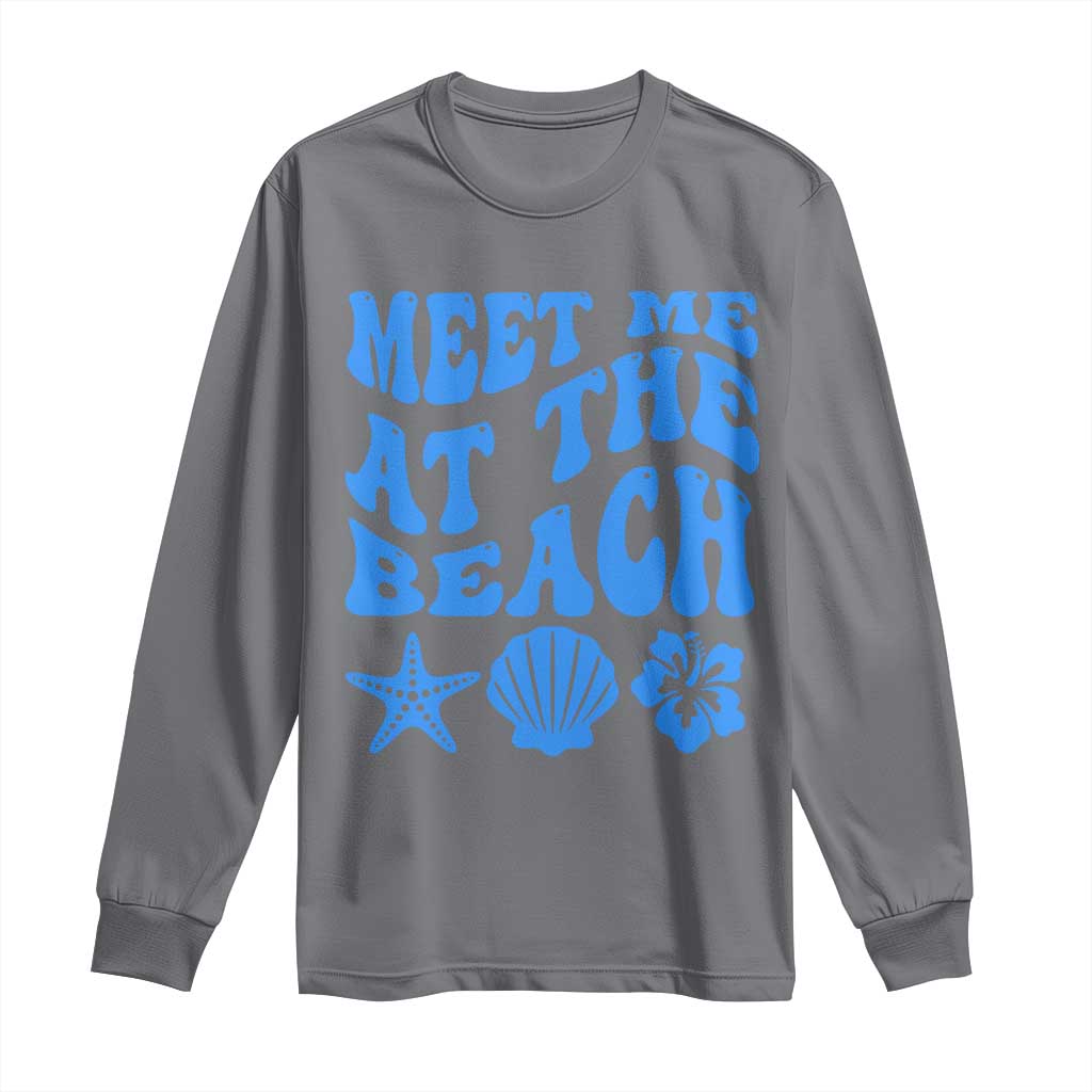 Meet Me At The Beach Long Sleeve Shirt Tropical Summer Vacation Graphic TS12 Charcoal Print Your Wear