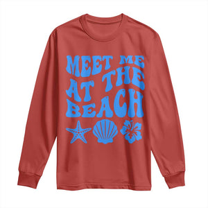 Meet Me At The Beach Long Sleeve Shirt Tropical Summer Vacation Graphic TS12 Red Print Your Wear