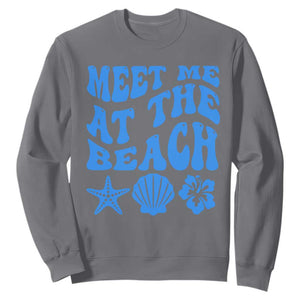 Meet Me At The Beach Sweatshirt Tropical Summer Vacation Graphic TS12 Charcoal Print Your Wear