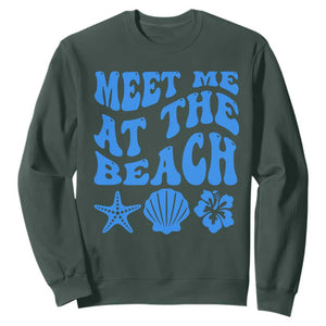 Meet Me At The Beach Sweatshirt Tropical Summer Vacation Graphic TS12 Dark Forest Green Print Your Wear