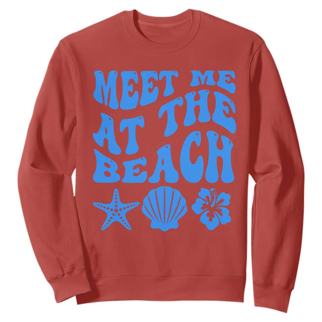 Meet Me At The Beach Sweatshirt Tropical Summer Vacation Graphic TS12 Red Print Your Wear