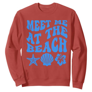 Meet Me At The Beach Sweatshirt Tropical Summer Vacation Graphic TS12 Red Print Your Wear