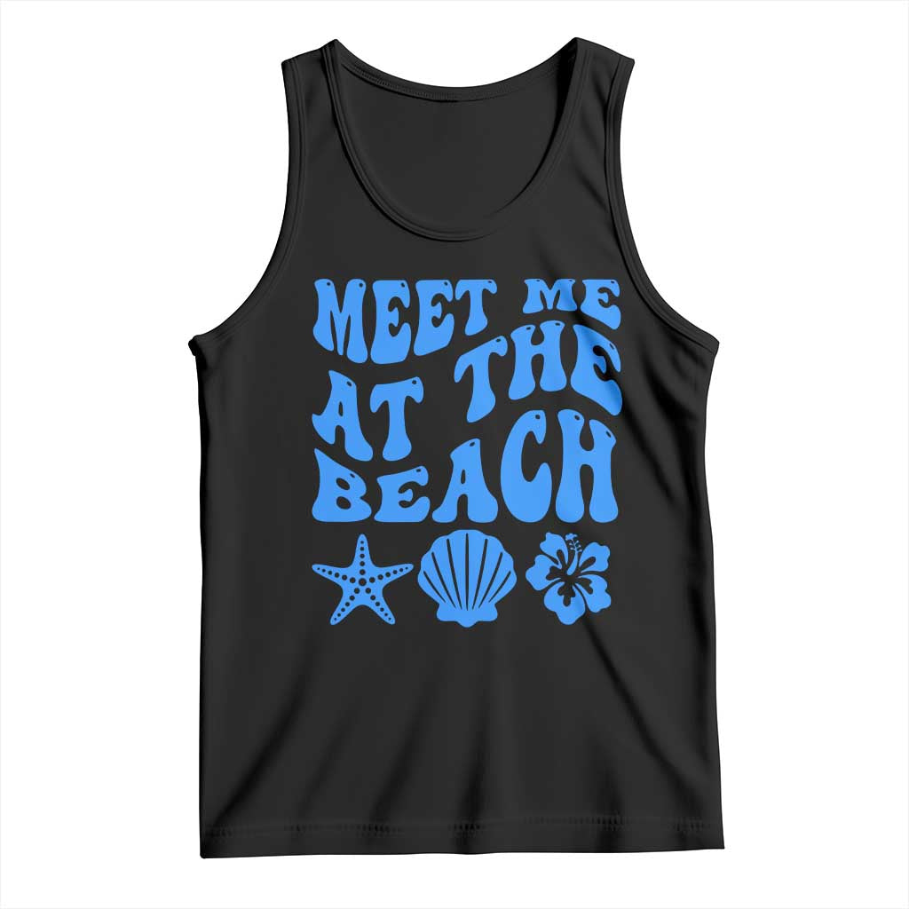 Meet Me At The Beach Tank Top Tropical Summer Vacation Graphic TS12 Black Print Your Wear