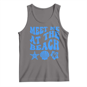 Meet Me At The Beach Tank Top Tropical Summer Vacation Graphic TS12 Deep Heather Print Your Wear