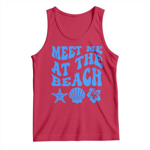 Meet Me At The Beach Tank Top Tropical Summer Vacation Graphic TS12 Red Print Your Wear