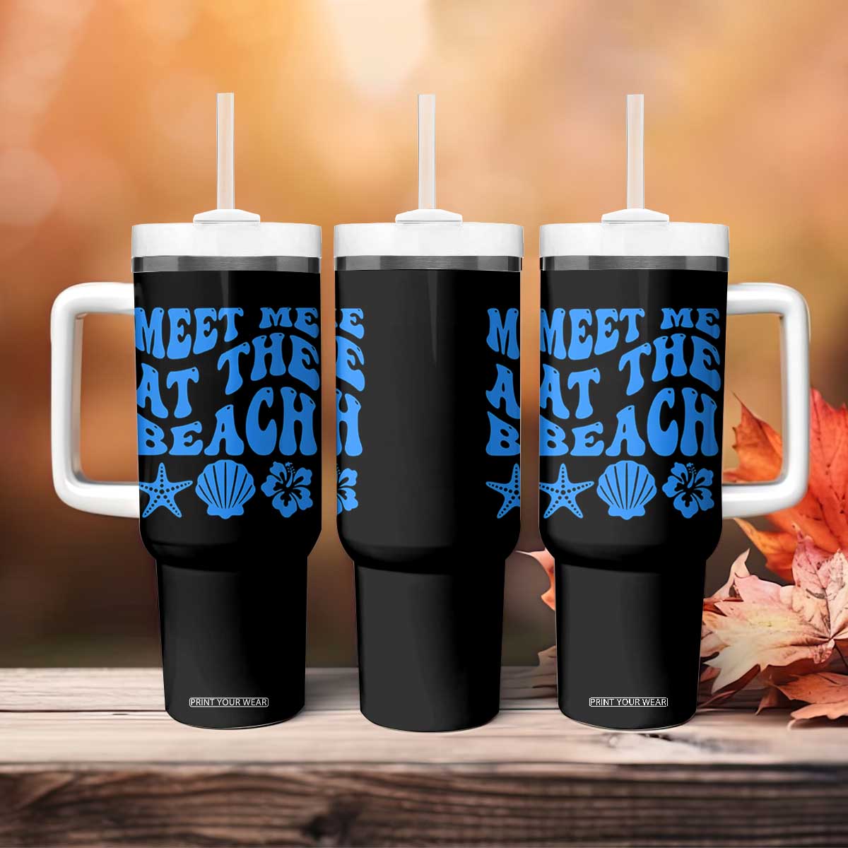 Meet Me At The Beach Tumbler With Handle Tropical Summer Vacation Graphic TS12 Print Your Wear