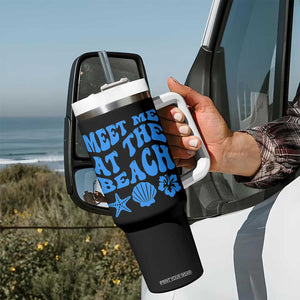 Meet Me At The Beach Tumbler With Handle Tropical Summer Vacation Graphic TS12 Print Your Wear