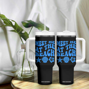 Meet Me At The Beach Tumbler With Handle Tropical Summer Vacation Graphic TS12 Print Your Wear