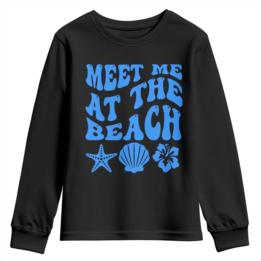 Meet Me At The Beach Youth Sweatshirt Tropical Summer Vacation Graphic TS12 Black Print Your Wear