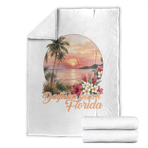 Daytona Beach Florida Throw Blanket Tropical Palm Tree Ocean Travel Gift TS12 White Print Your Wear