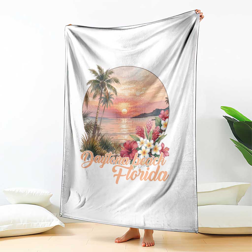 Daytona Beach Florida Throw Blanket Tropical Palm Tree Ocean Travel Gift TS12 Print Your Wear