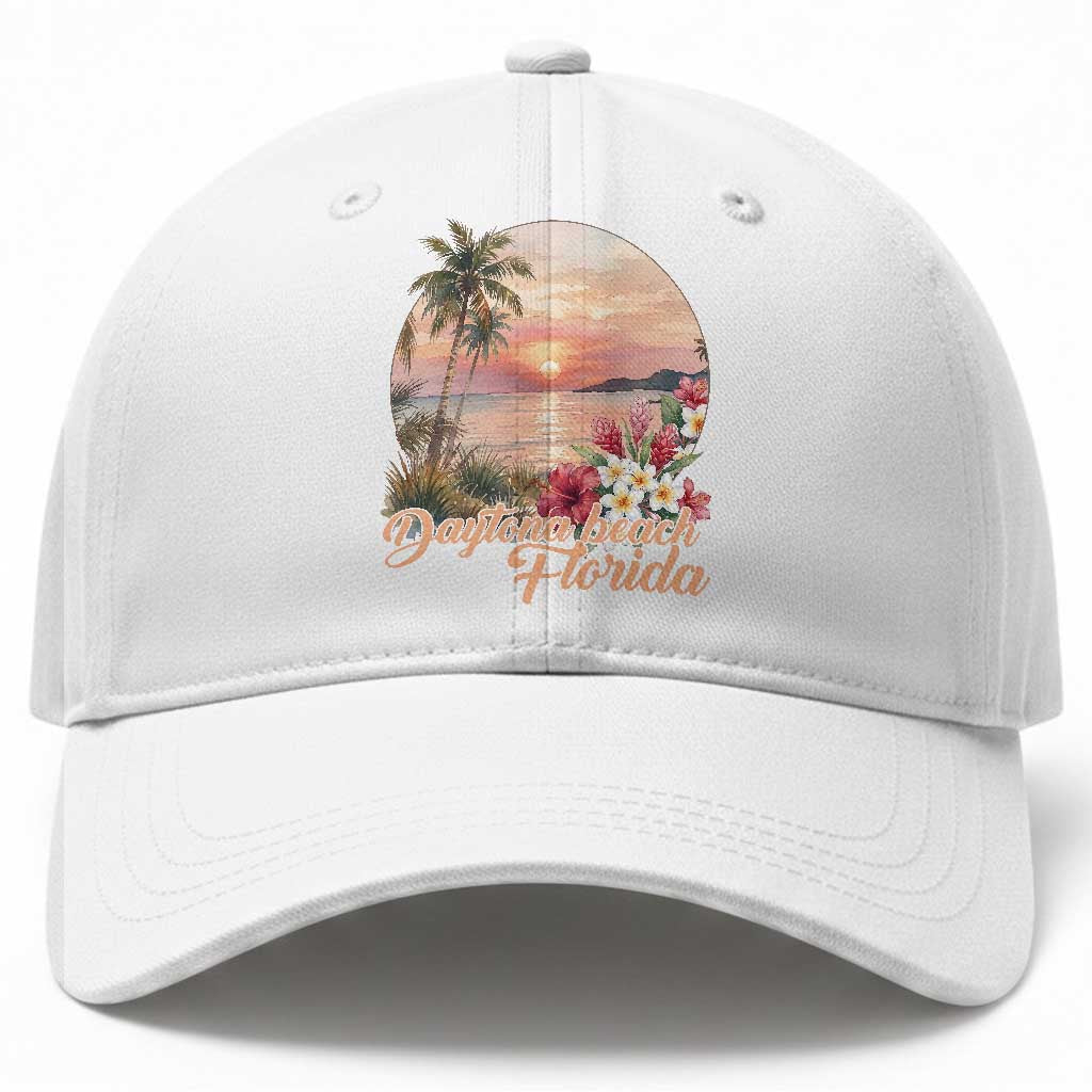 Daytona Beach Florida Baseball Cap Tropical Palm Tree Ocean Travel Gift TS12 Print Your Wear
