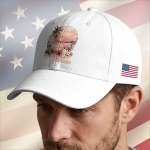 Daytona Beach Florida Baseball Cap Tropical Palm Tree Ocean Travel Gift TS12 Print Your Wear
