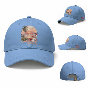Daytona Beach Florida Baseball Cap Tropical Palm Tree Ocean Travel Gift TS12 Baseball Cap Universal Fit Light Blue Print Your Wear