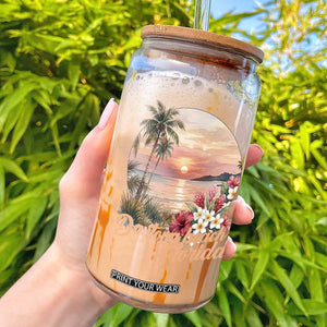 Daytona Beach Florida Glass Can Tropical Palm Tree Ocean Travel Gift TS12 White Print Your Wear