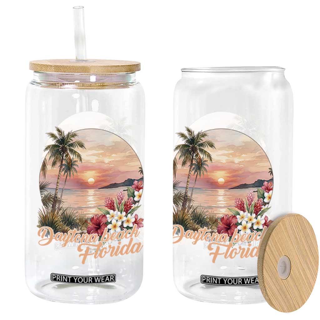 Daytona Beach Florida Glass Can Tropical Palm Tree Ocean Travel Gift TS12 Print Your Wear