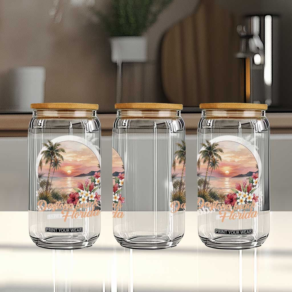 Daytona Beach Florida Glass Can Tropical Palm Tree Ocean Travel Gift TS12 Print Your Wear