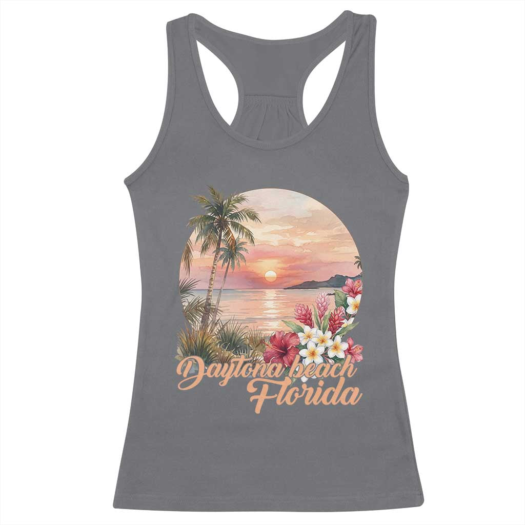 Daytona Beach Florida Racerback Tank Top Tropical Palm Tree Ocean Travel Gift TS12 Charcoal Print Your Wear