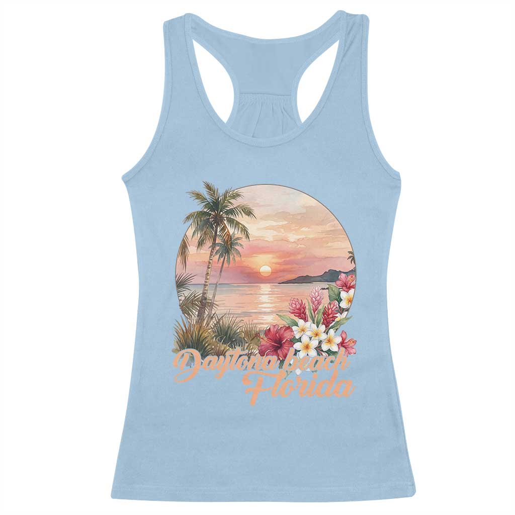 Daytona Beach Florida Racerback Tank Top Tropical Palm Tree Ocean Travel Gift TS12 Light Blue Print Your Wear