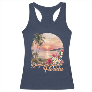 Daytona Beach Florida Racerback Tank Top Tropical Palm Tree Ocean Travel Gift TS12 Navy Print Your Wear