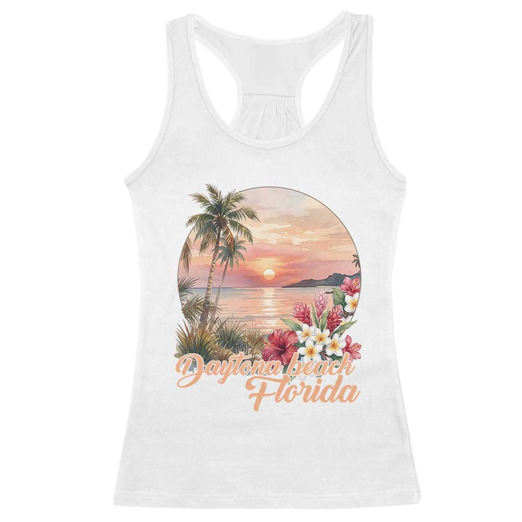 Daytona Beach Florida Racerback Tank Top Tropical Palm Tree Ocean Travel Gift TS12 White Print Your Wear