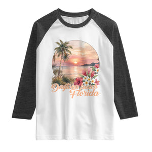Daytona Beach Florida Raglan Shirt Tropical Palm Tree Ocean Travel Gift TS12 White Heather Charcoal Print Your Wear