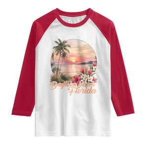 Daytona Beach Florida Raglan Shirt Tropical Palm Tree Ocean Travel Gift TS12 White Red Print Your Wear