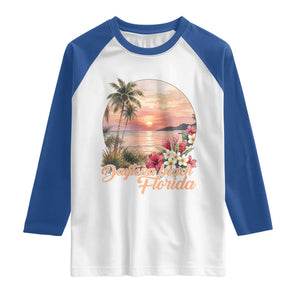Daytona Beach Florida Raglan Shirt Tropical Palm Tree Ocean Travel Gift TS12 White Royal Print Your Wear