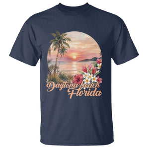 Daytona Beach Florida T Shirt Tropical Palm Tree Ocean Travel Gift TS12 Navy Print Your Wear