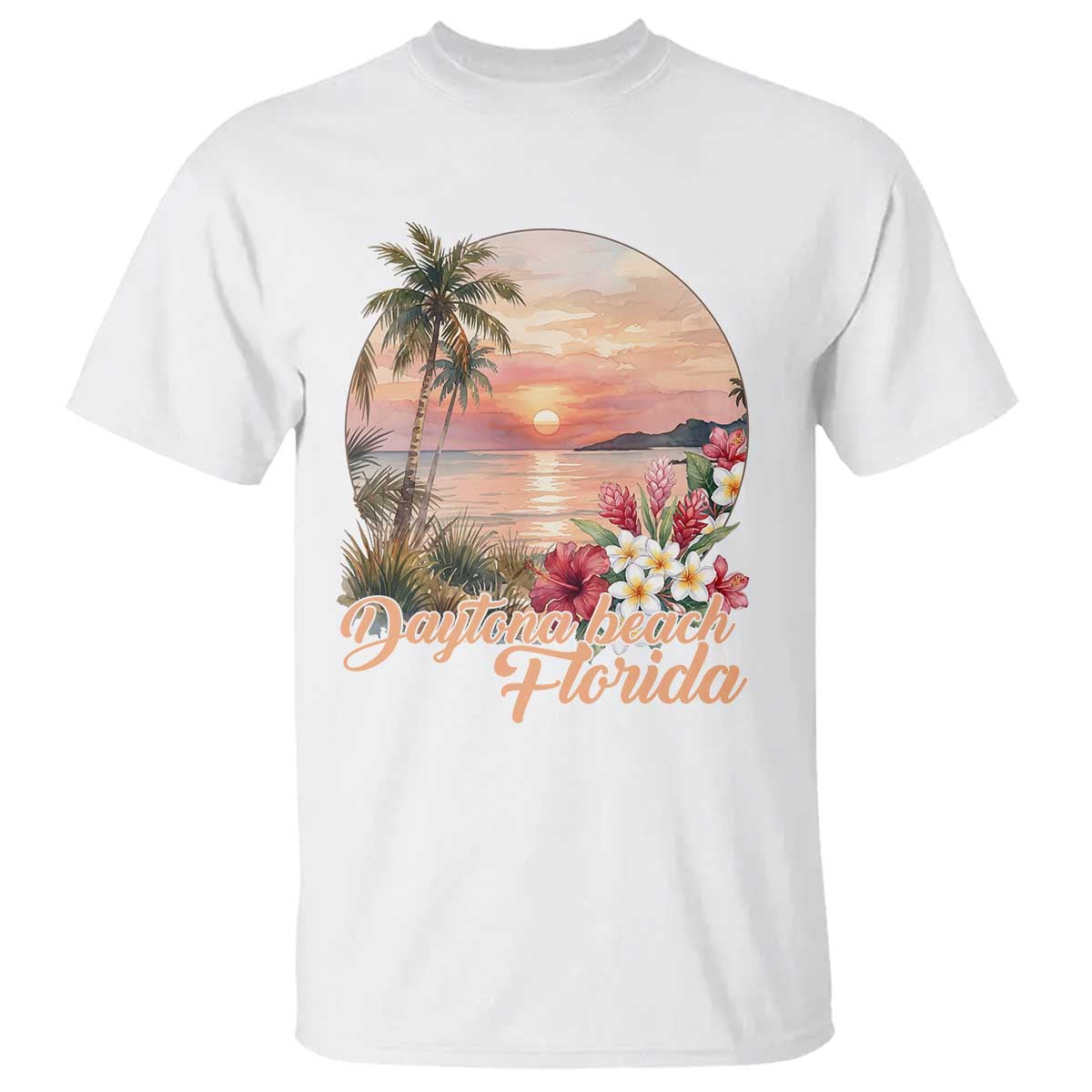 Daytona Beach Florida T Shirt Tropical Palm Tree Ocean Travel Gift TS12 White Print Your Wear