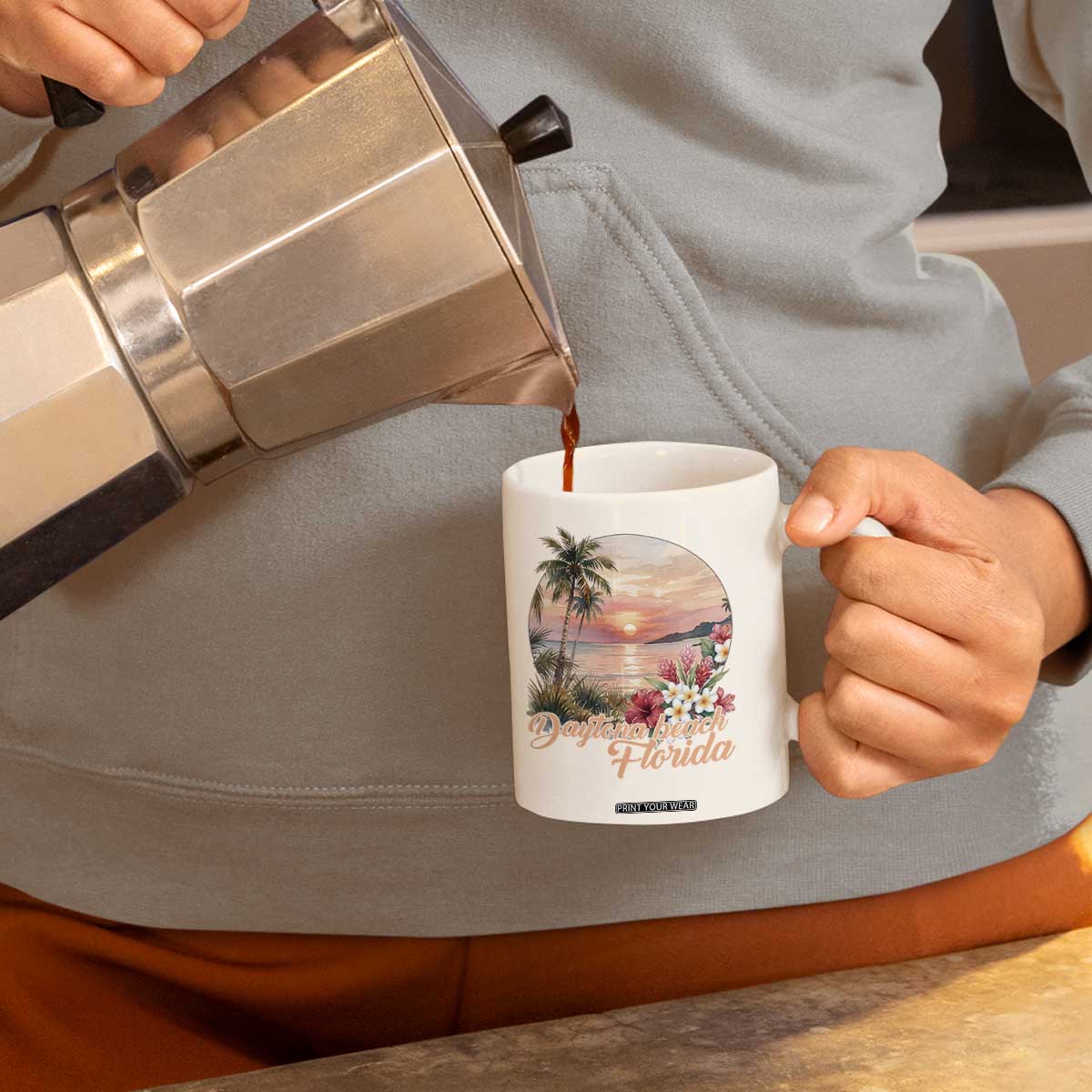 Daytona Beach Florida Coffee Mug Tropical Palm Tree Ocean Travel Gift TS12 Print Your Wear
