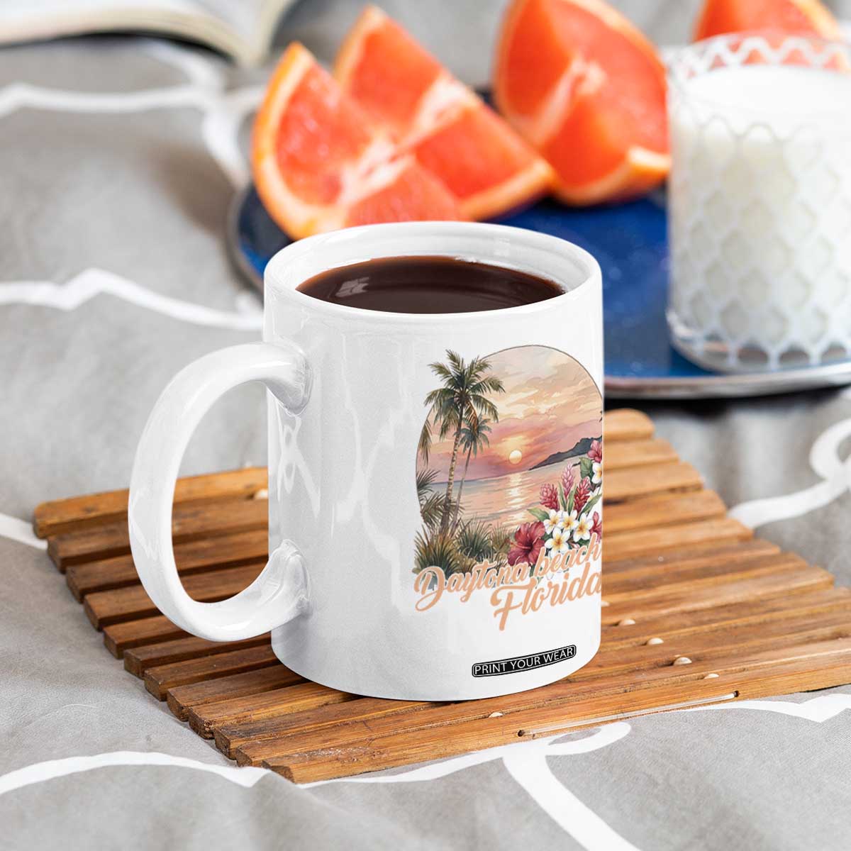 Daytona Beach Florida Coffee Mug Tropical Palm Tree Ocean Travel Gift TS12 Print Your Wear