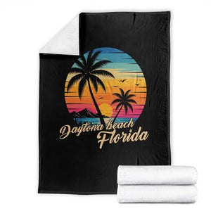 Vintage Daytona Beach Florida Throw Blanket Summer Vacation Graphic TS12 Black Print Your Wear