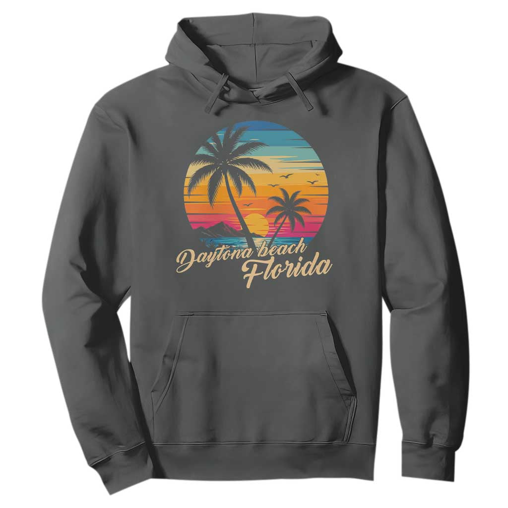 Vintage Daytona Beach Florida Hoodie Summer Vacation Graphic TS12 Dark Heather Print Your Wear