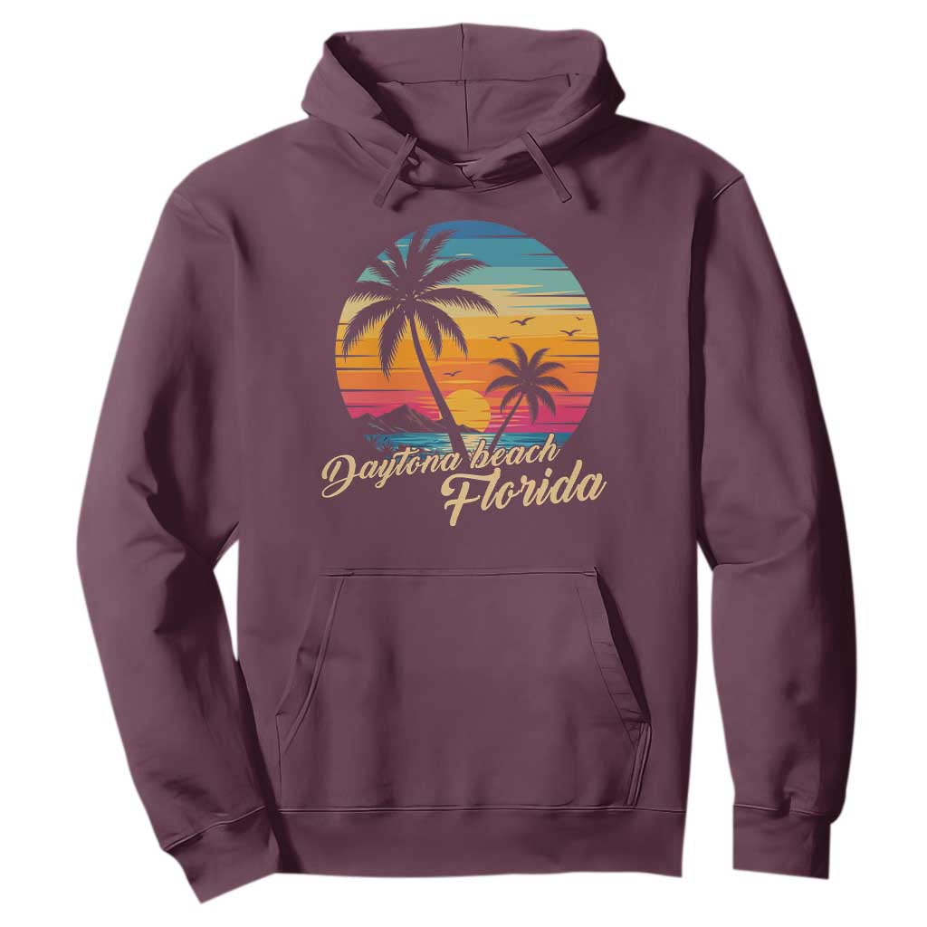 Vintage Daytona Beach Florida Hoodie Summer Vacation Graphic TS12 Maroon Print Your Wear