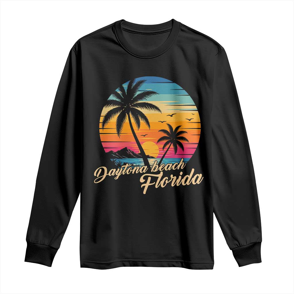 Vintage Daytona Beach Florida Long Sleeve Shirt Summer Vacation Graphic TS12 Black Print Your Wear