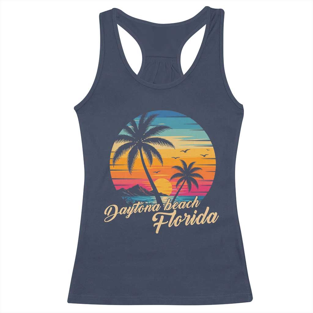 Vintage Daytona Beach Florida Racerback Tank Top Summer Vacation Graphic TS12 Navy Print Your Wear