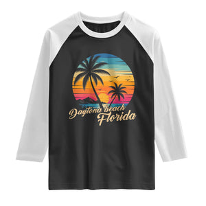 Vintage Daytona Beach Florida Raglan Shirt Summer Vacation Graphic TS12 Black White Print Your Wear