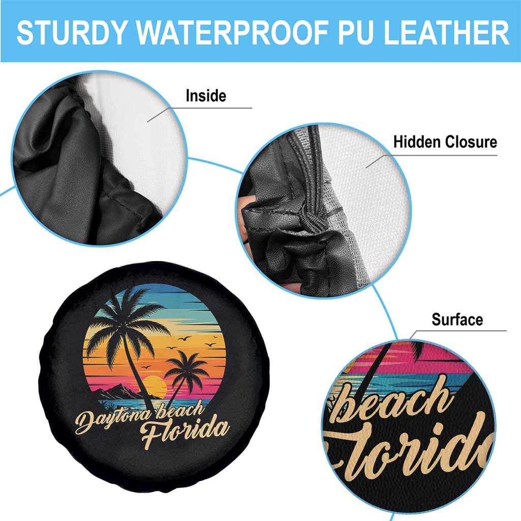 Vintage Daytona Beach Florida Spare Tire Cover Summer Vacation Graphic TS12 Print Your Wear