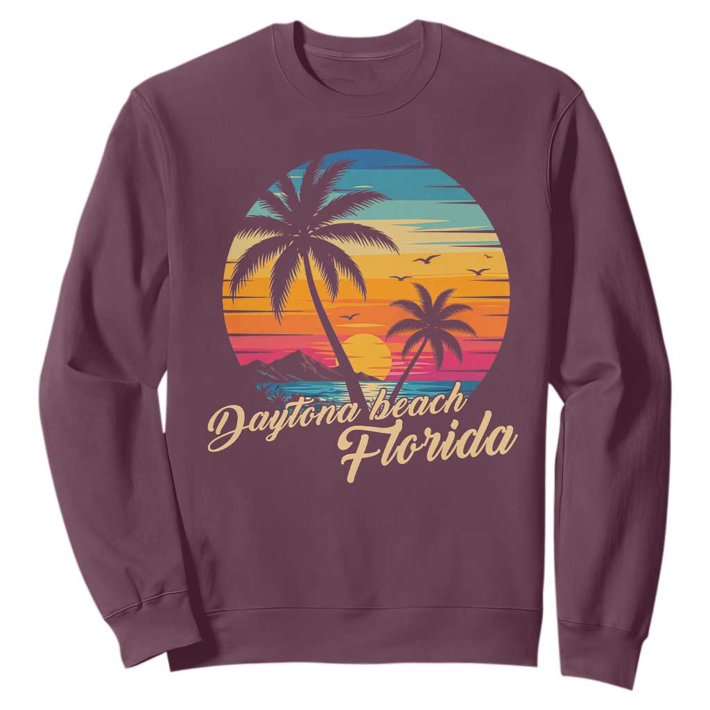 Vintage Daytona Beach Florida Sweatshirt Summer Vacation Graphic TS12 Maroon Print Your Wear