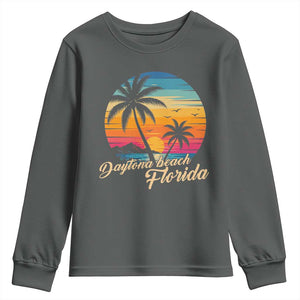 Vintage Daytona Beach Florida Youth Sweatshirt Summer Vacation Graphic TS12 Dark Heather Print Your Wear