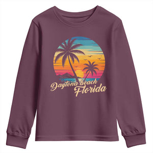 Vintage Daytona Beach Florida Youth Sweatshirt Summer Vacation Graphic TS12 Maroon Print Your Wear