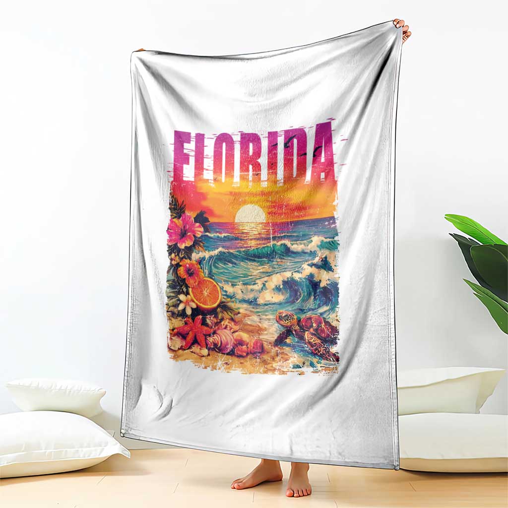 Retro Florida Beach Throw Blanket Summer Vacation Gift TS12 Print Your Wear