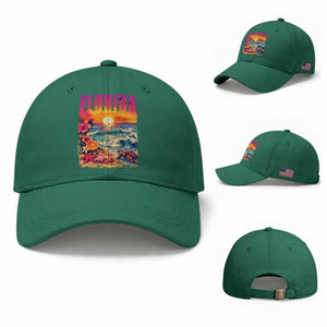 Retro Florida Beach Baseball Cap Summer Vacation Gift TS12 Baseball Cap Universal Fit Irish Green Print Your Wear