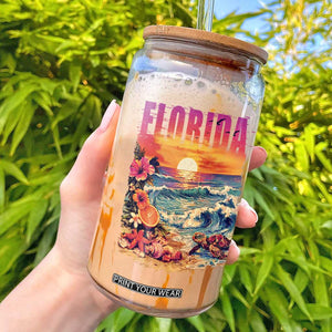Retro Florida Beach Glass Can Summer Vacation Gift TS12 White Print Your Wear