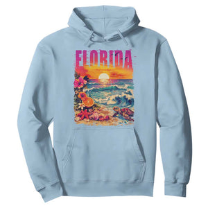 Retro Florida Beach Hoodie Summer Vacation Gift TS12 Light Blue Print Your Wear