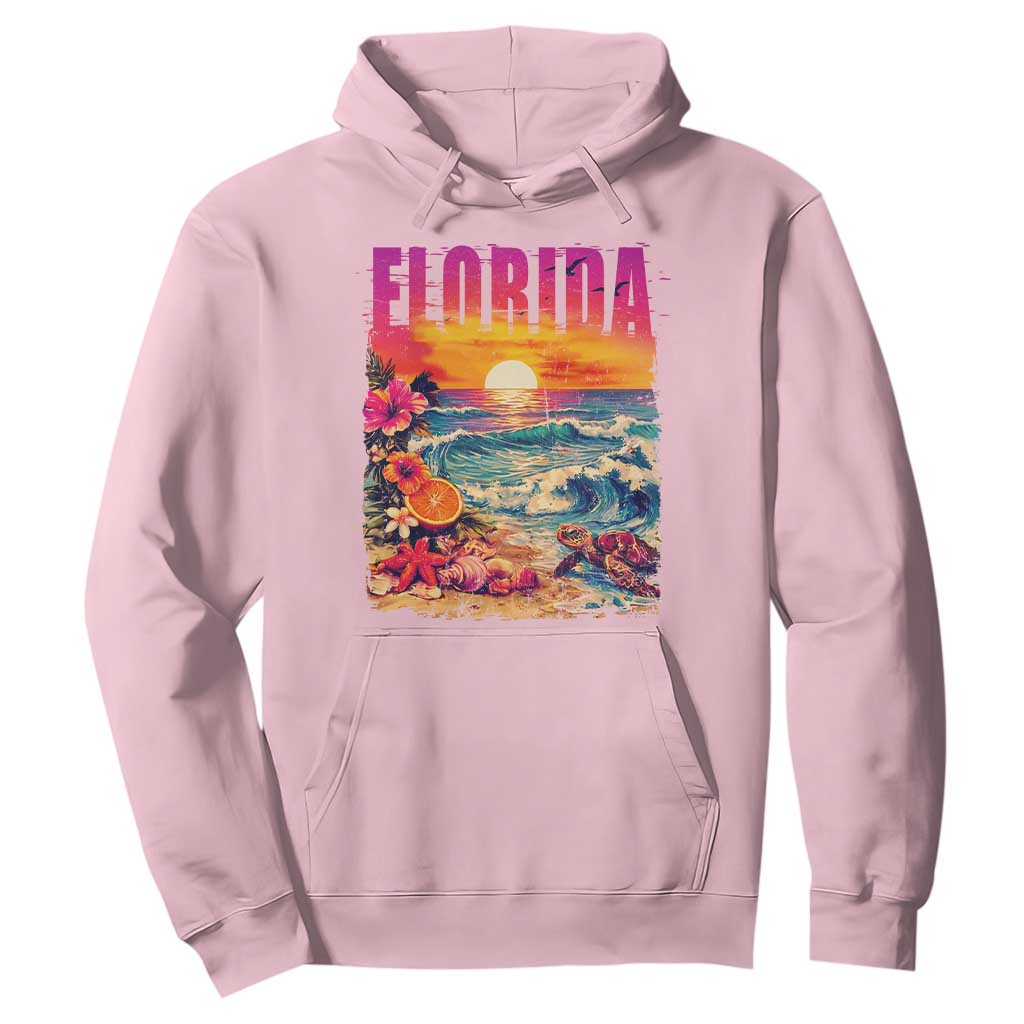 Retro Florida Beach Hoodie Summer Vacation Gift TS12 Light Pink Print Your Wear